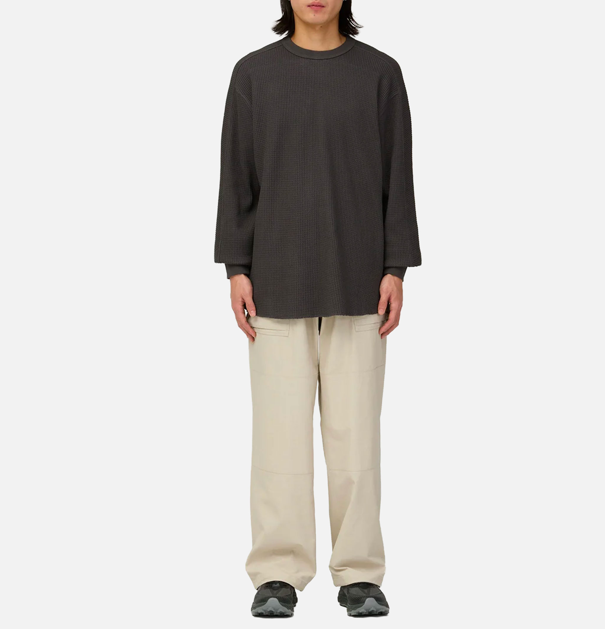 Snow Peak Heavy Waffle Pullover Charcoal