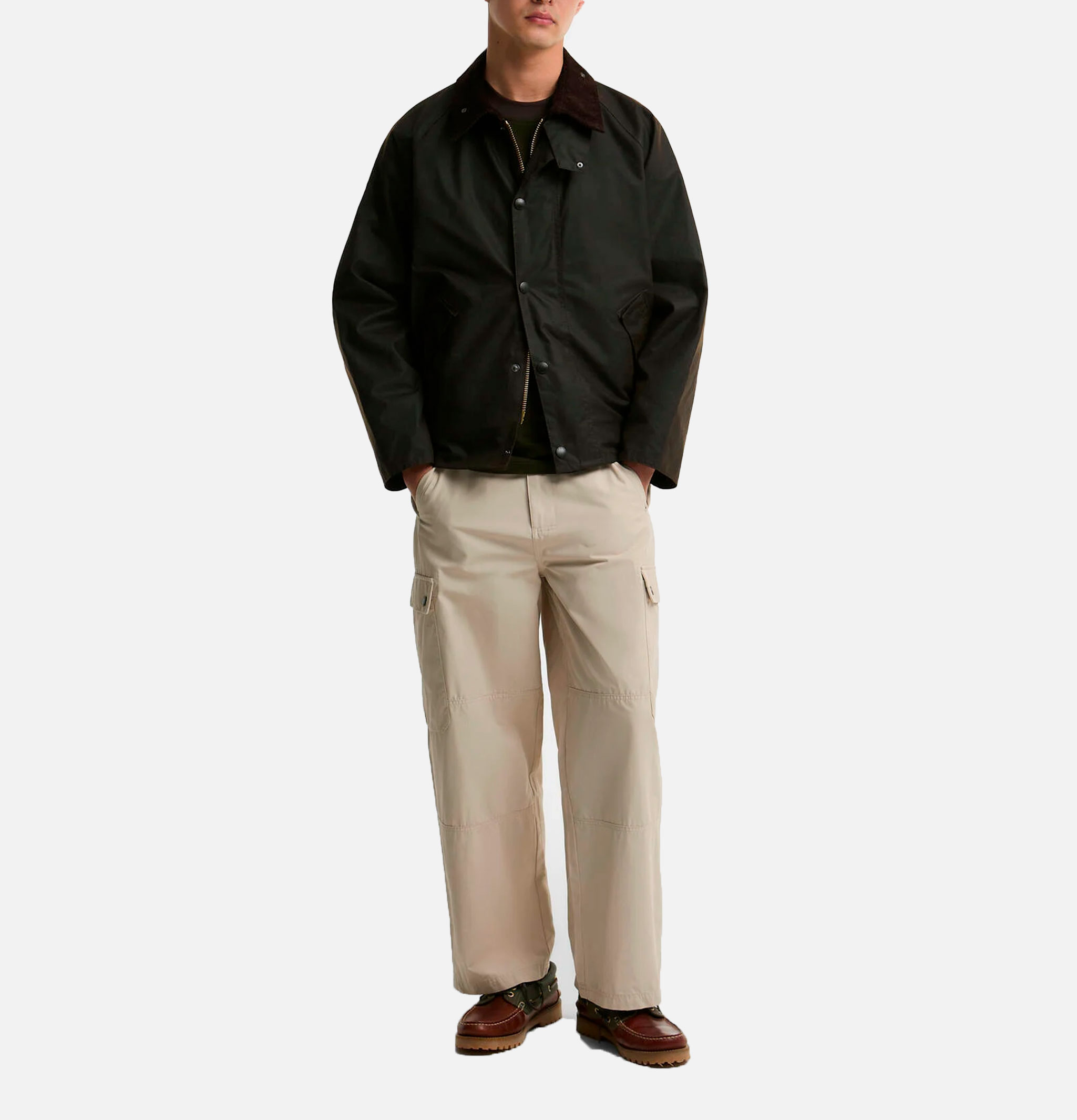 Barbour Veste Cirée Transport Marron Foncée
