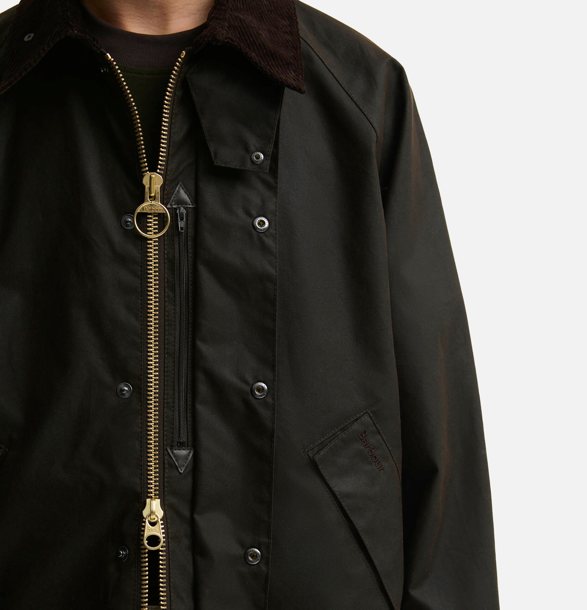 Barbour Veste Cirée Transport Marron Foncée
