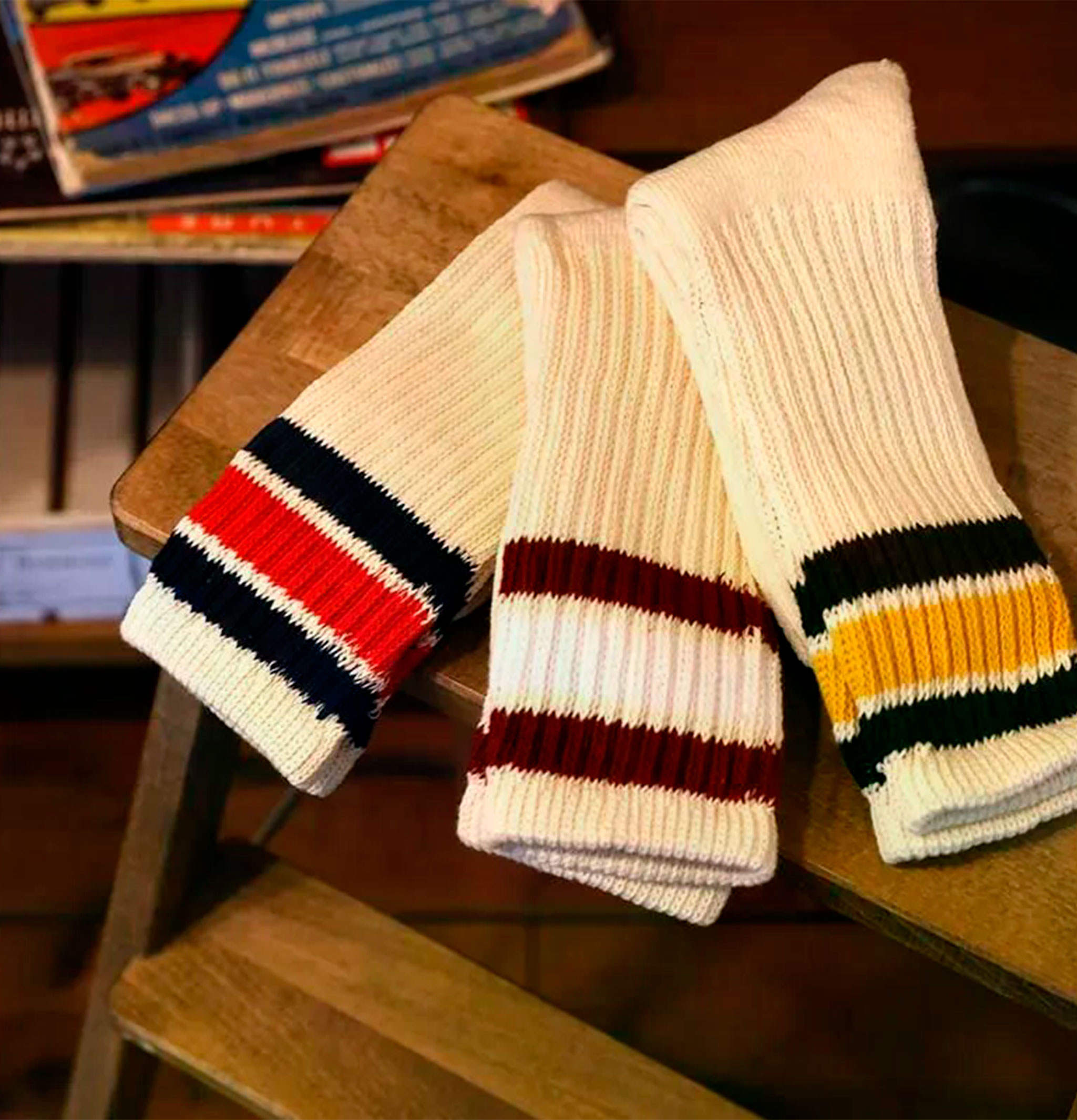 HealthKnit Pack de 3 chaussettes Triple Rayure Ecru