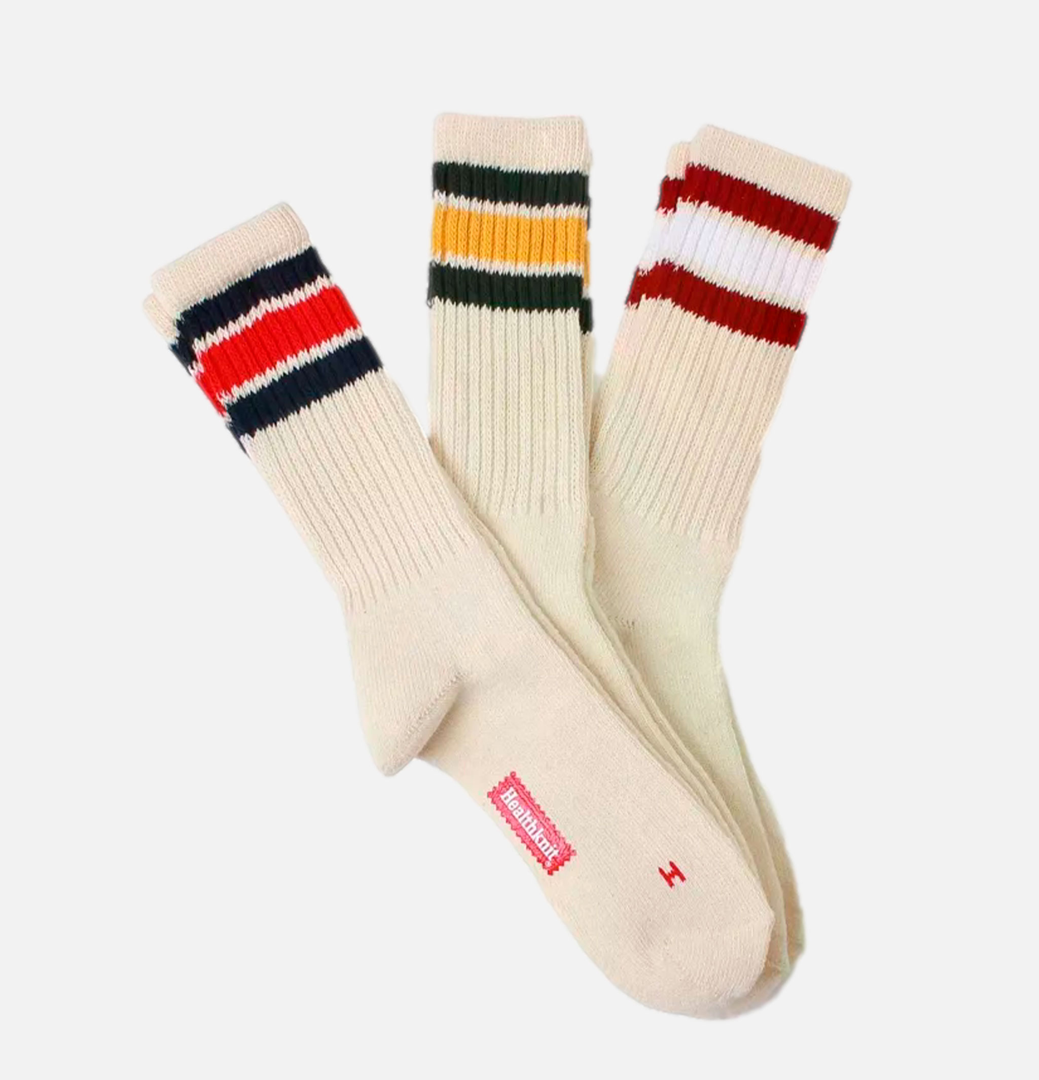 HealthKnit Pack de 3 chaussettes Triple Rayure Ecru