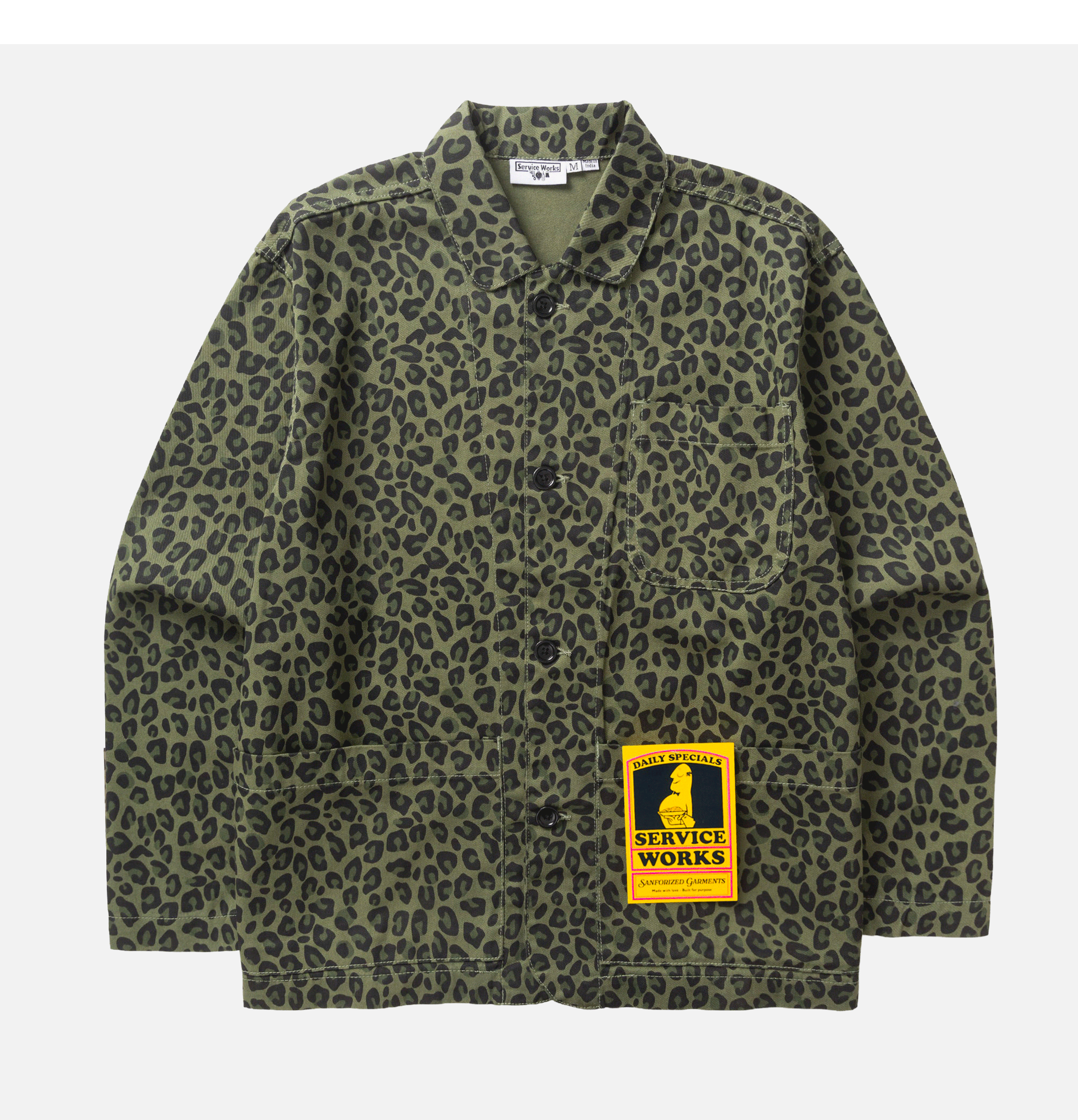 Service Works Easy Chef Patterned Shirt in Green Leopard