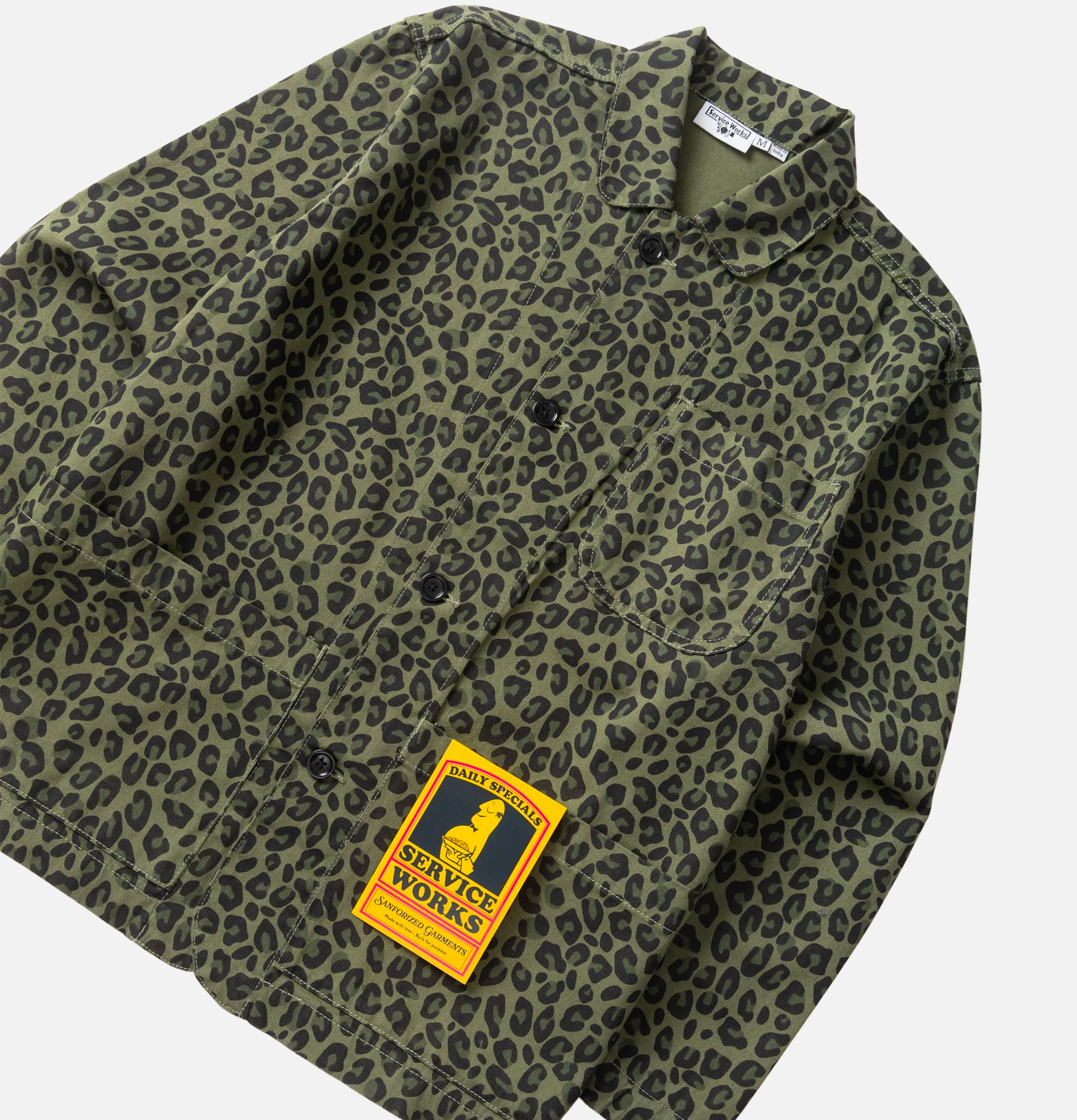 Service Works Easy Chef Patterned Shirt in Green Leopard