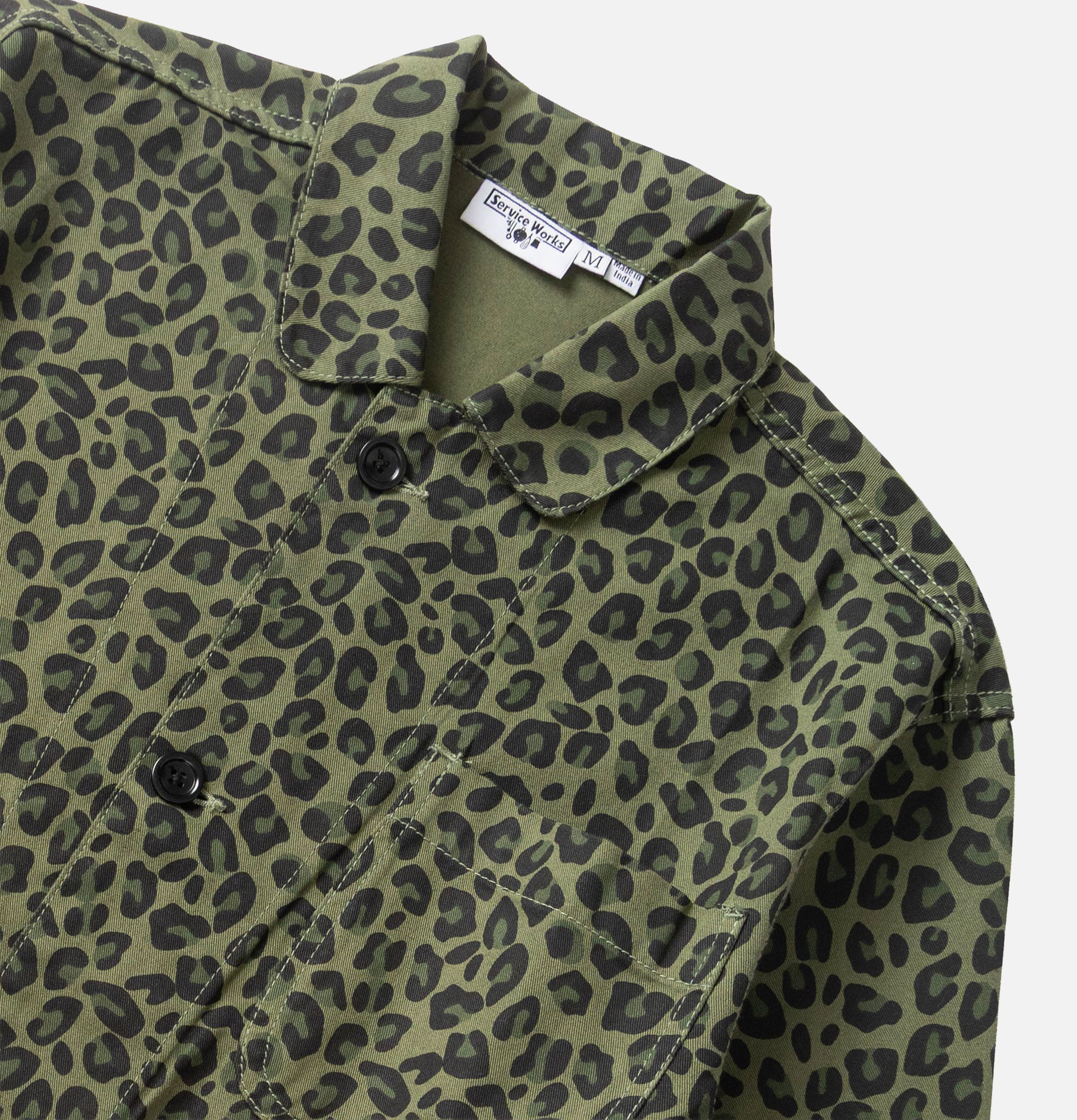 Service Works Easy Chef Patterned Shirt in Green Leopard