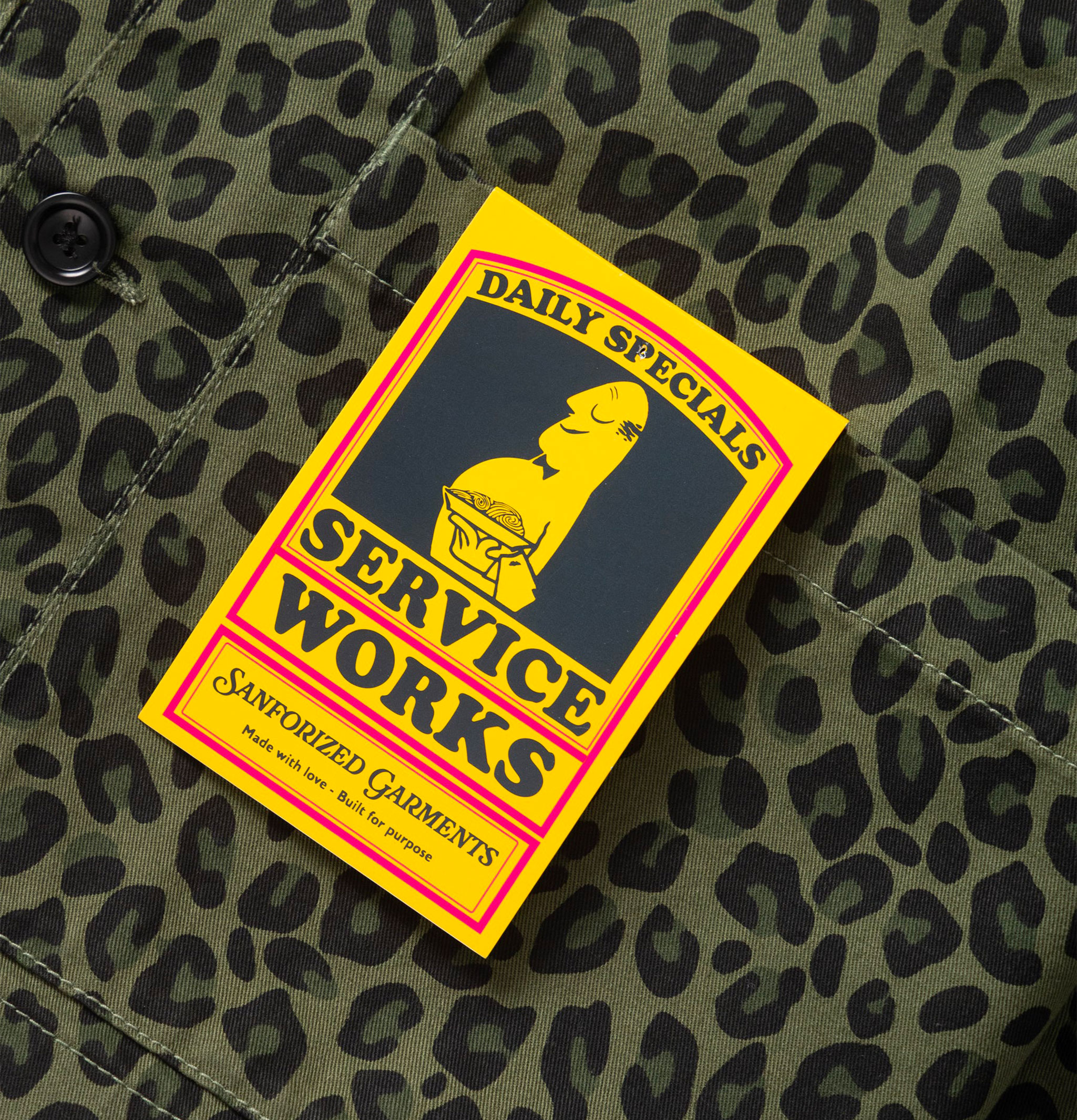 Service Works Easy Chef Patterned Shirt in Green Leopard