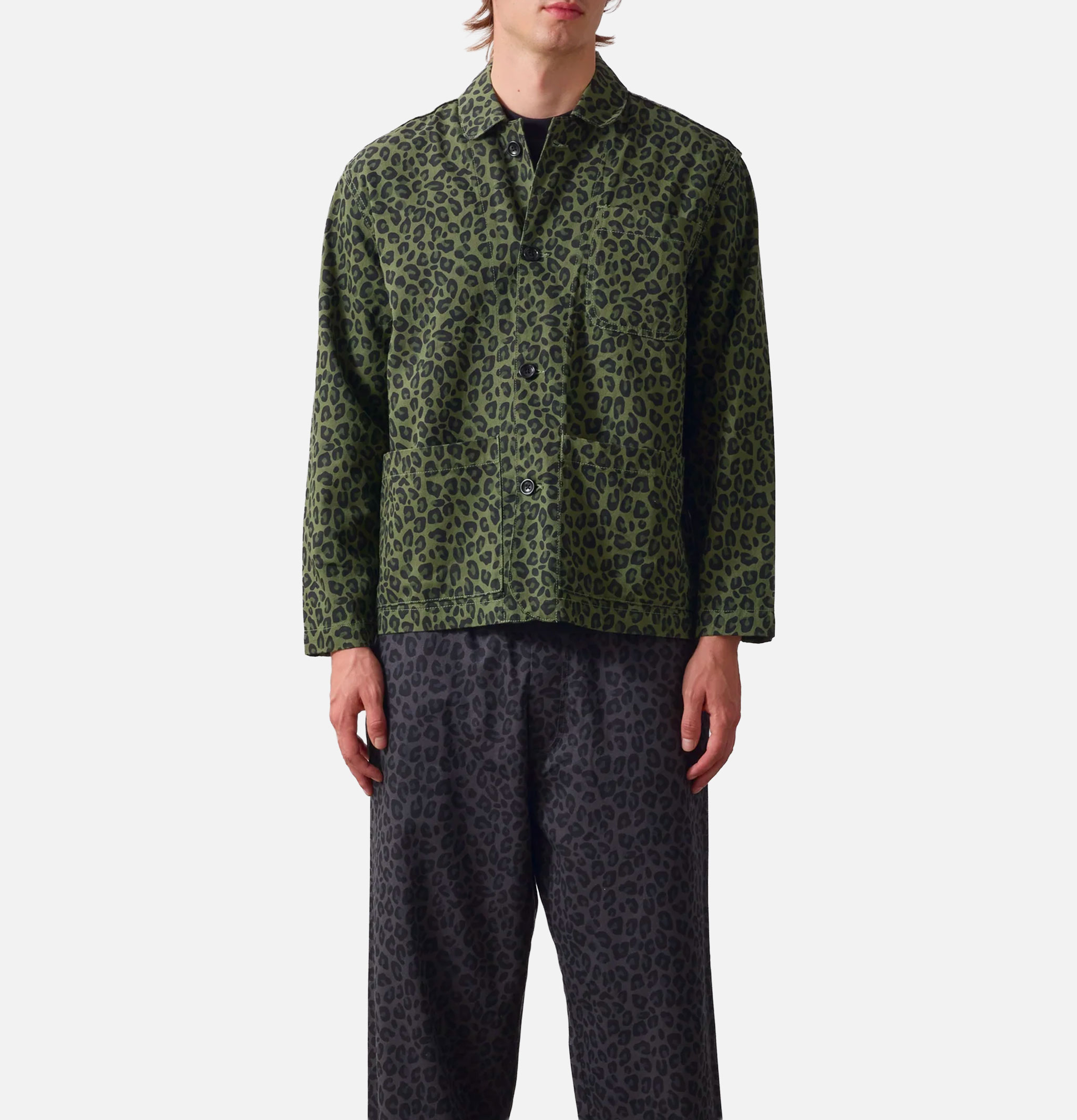 Service Works Chemise Patterned Easy Chef Vert Leopard
