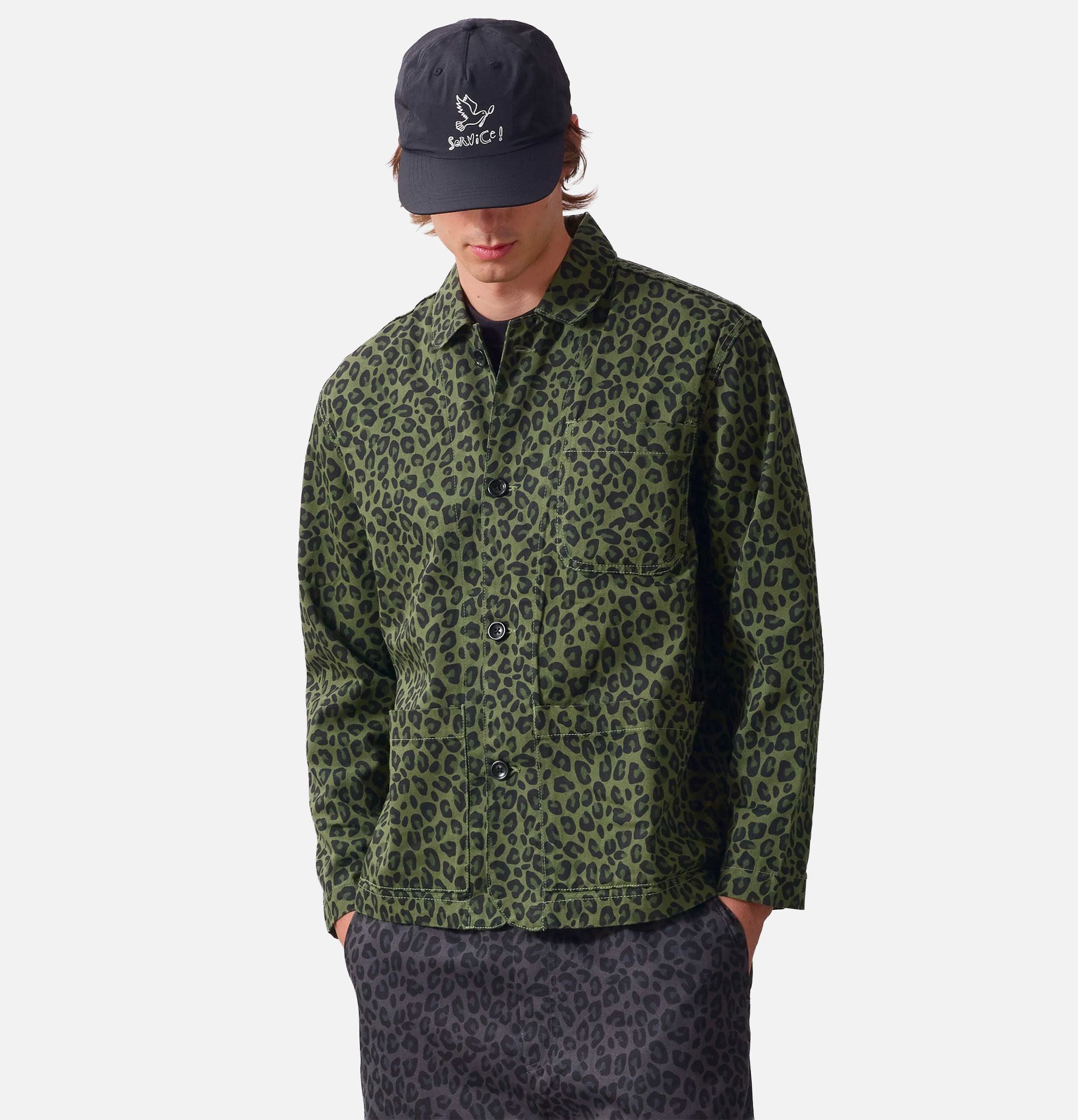 Service Works Chemise Patterned Easy Chef Vert Leopard