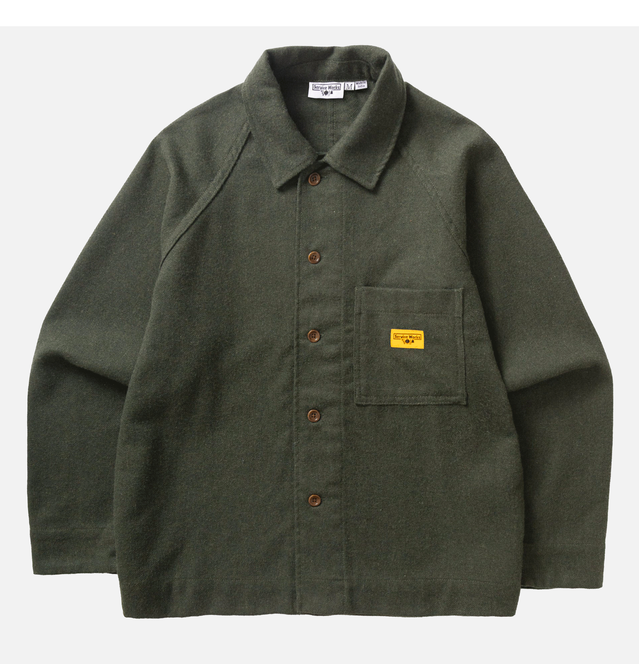 Service Works FOH Flannel Overshirt Forest Green