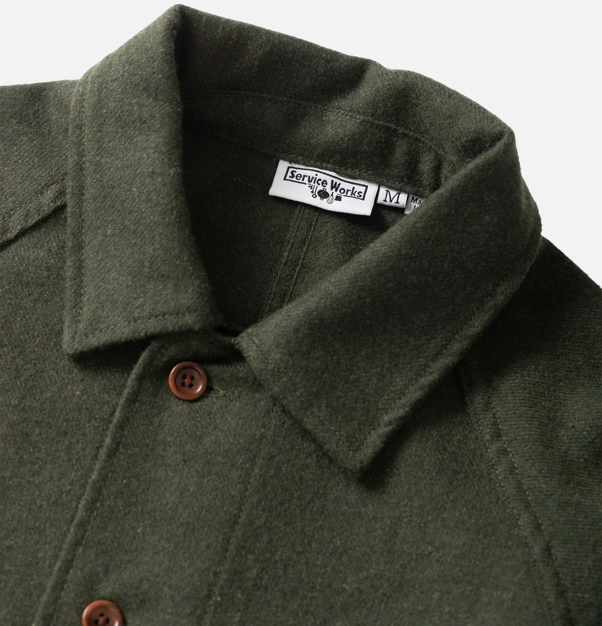 Service Works FOH Flannel Overshirt Forest Green