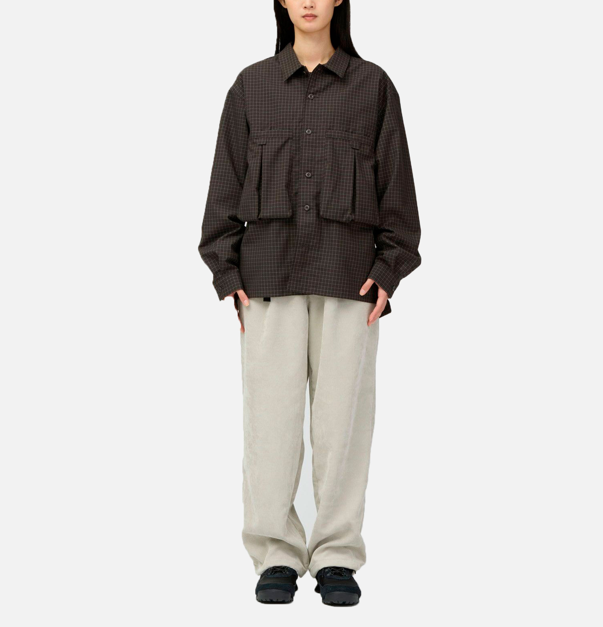 Snow Peak Chemise Laine Reflect Grid Marron Foncée