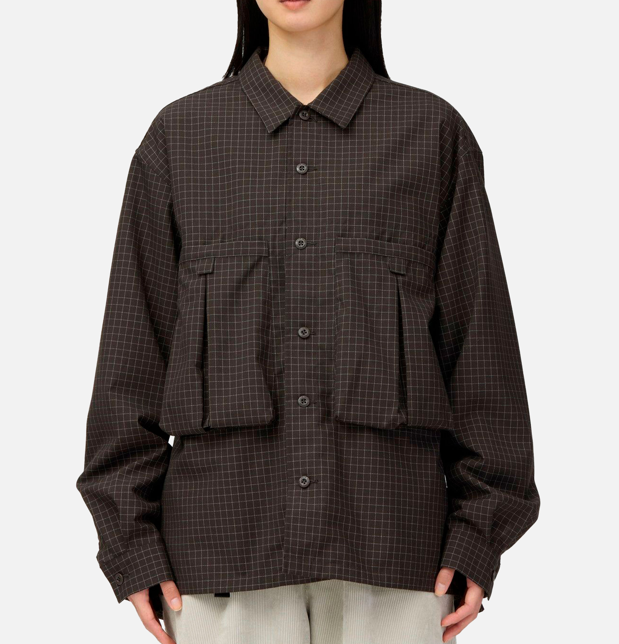 Snow Peak Chemise Laine Reflect Grid Marron Foncée