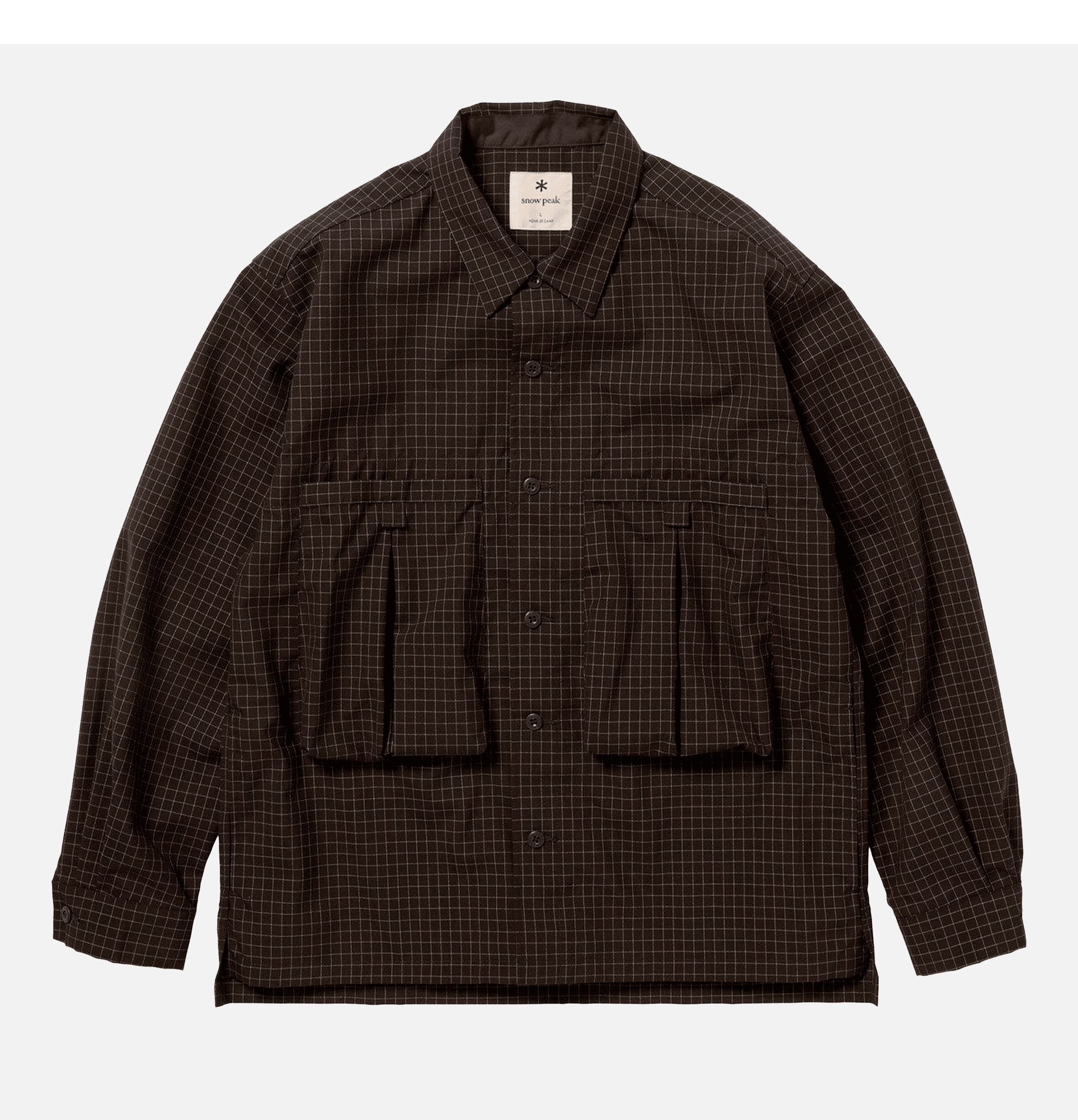 Snow Peak Chemise Laine Reflect Grid Marron Foncée