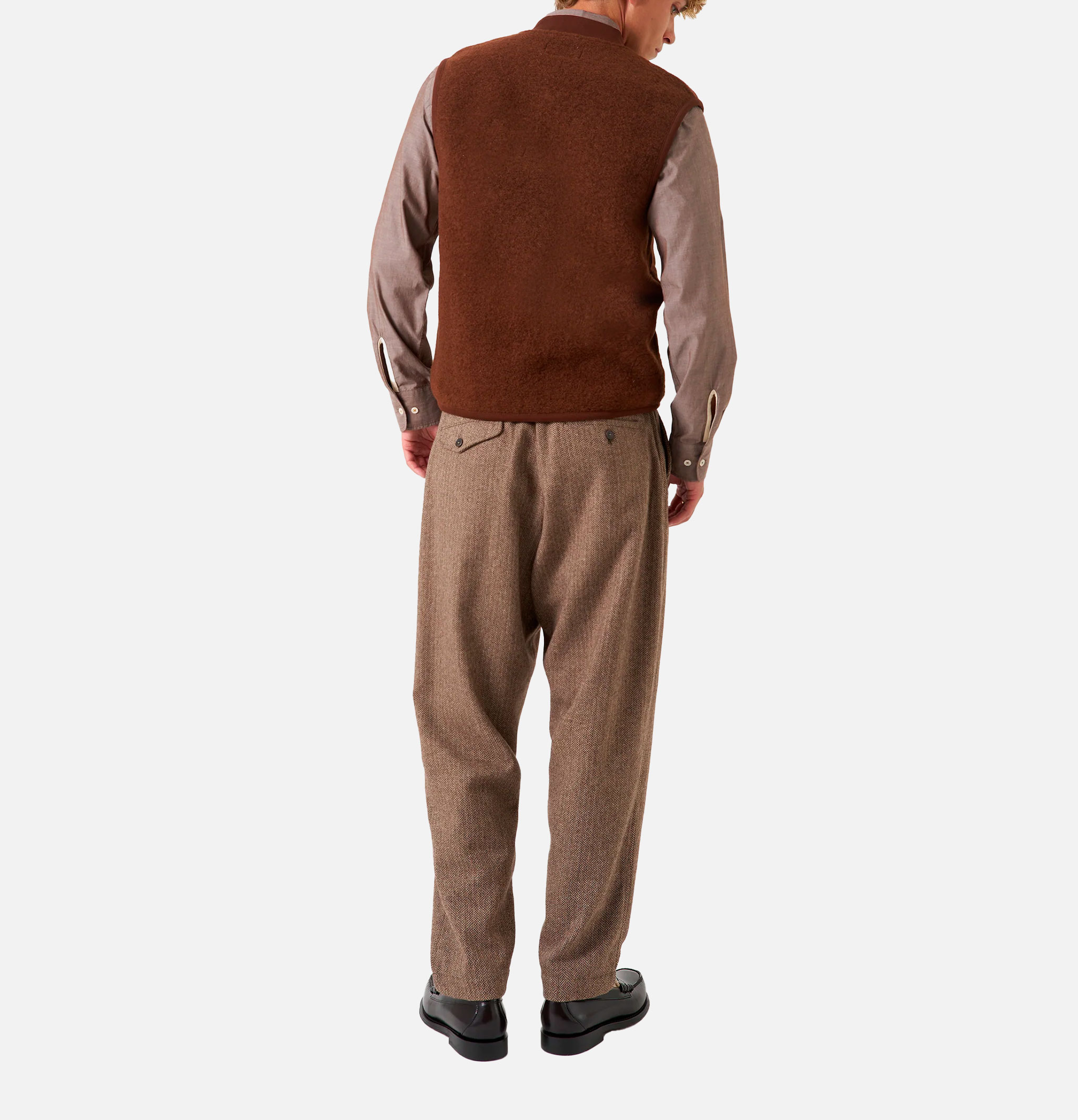 Universal Works Zip Waistcoat Wool Cacao