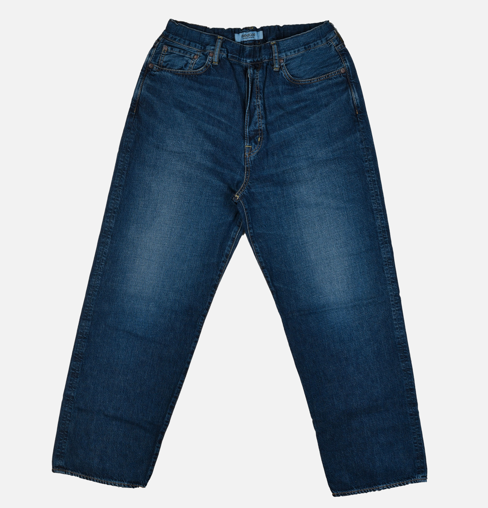 OMNIGOD 5p Easy Loose Jeans Used Blue 10 oz