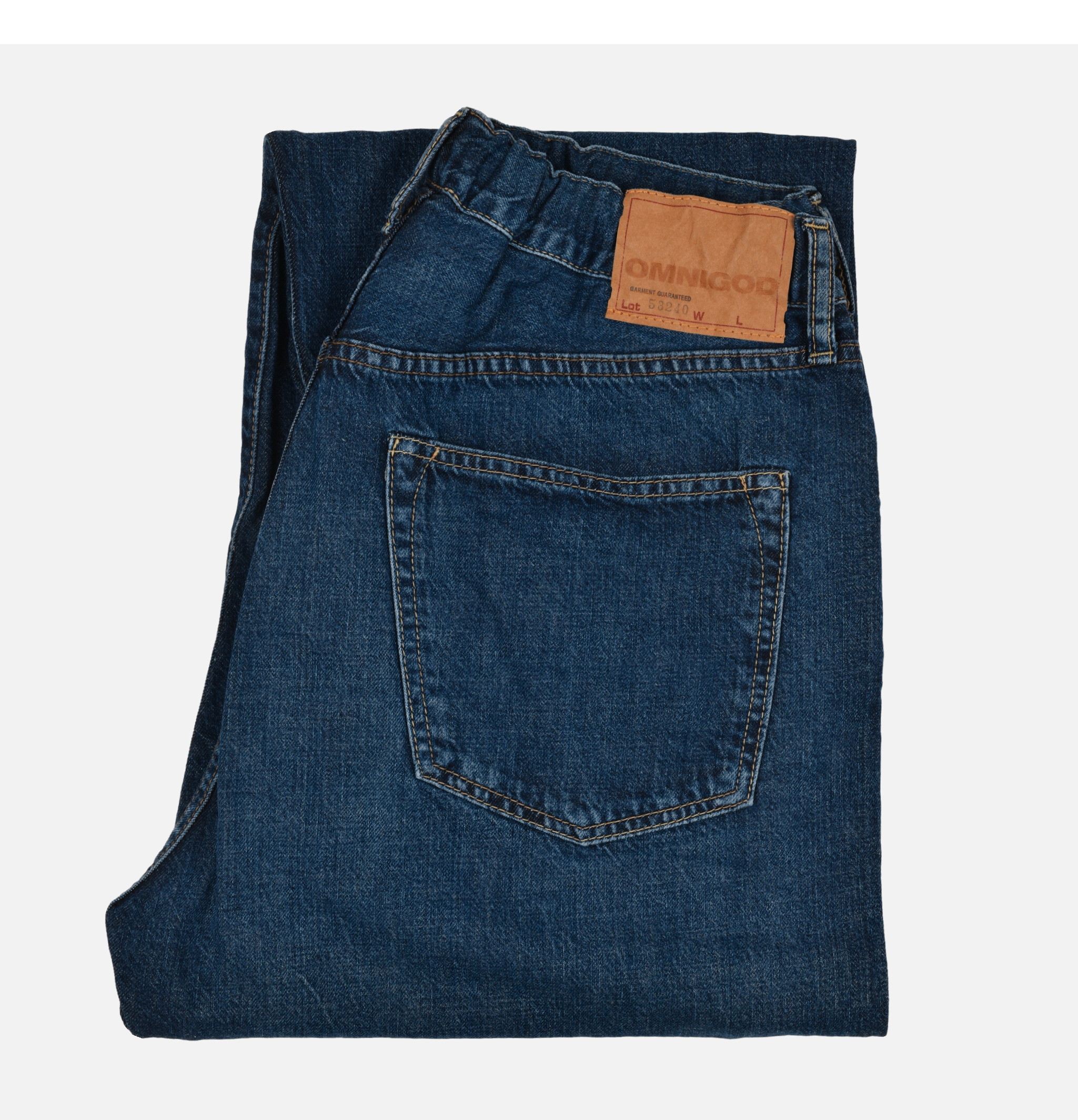 OMNIGOD 5p Easy Loose Jeans Used Blue 10 oz