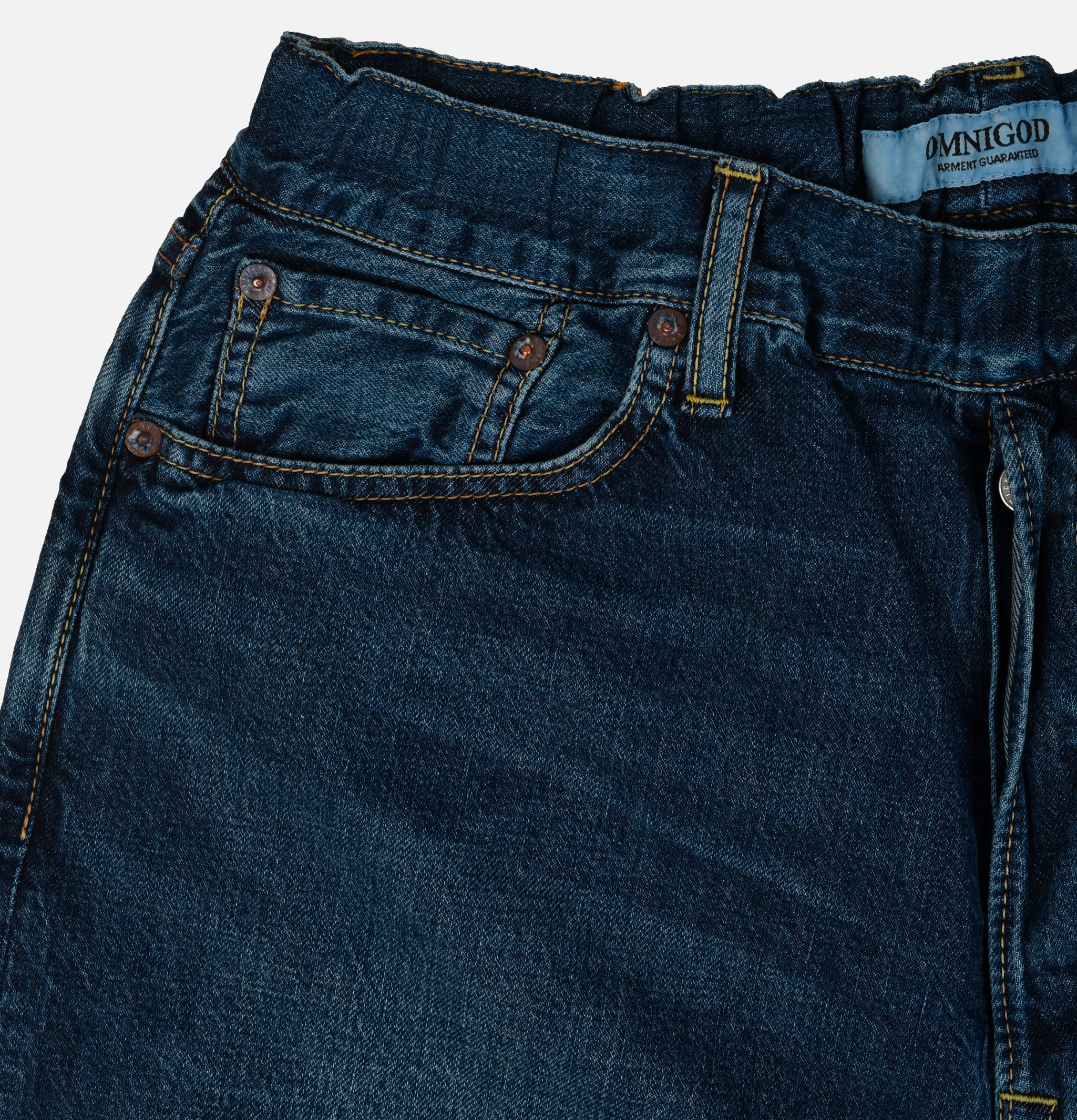 OMNIGOD 5p Easy Loose Jeans Used Blue 10 oz