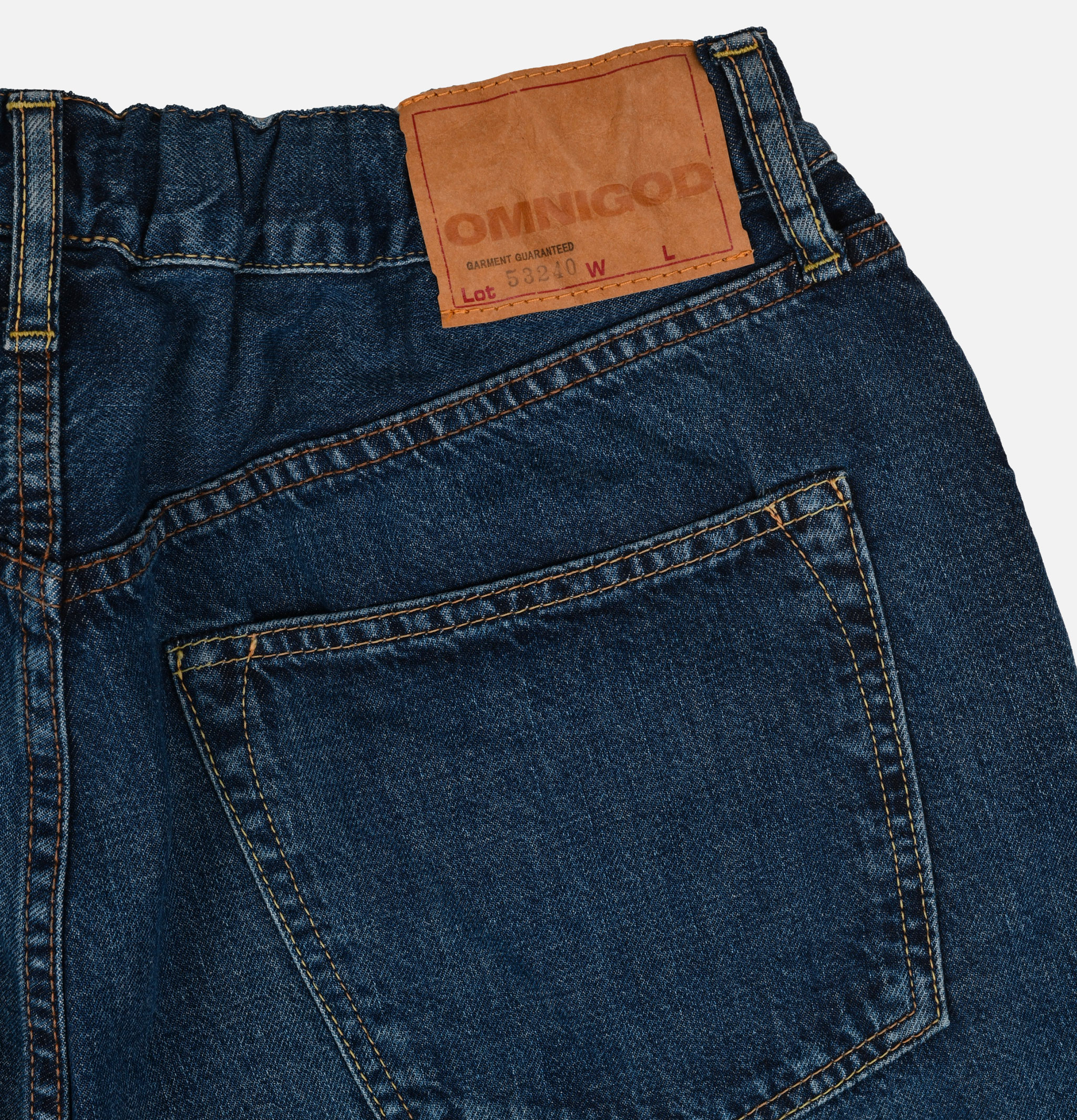 OMNIGOD 5p Easy Loose Jeans Used Blue 10 oz