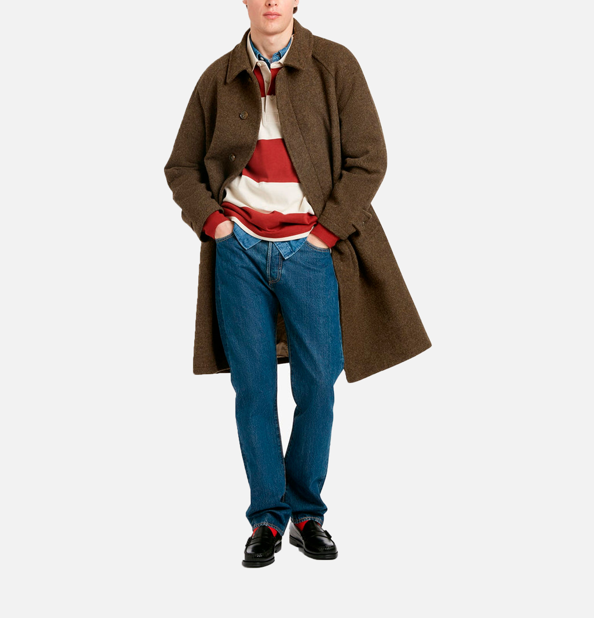 Gloverall Hynes Wool Overcoat Mocha