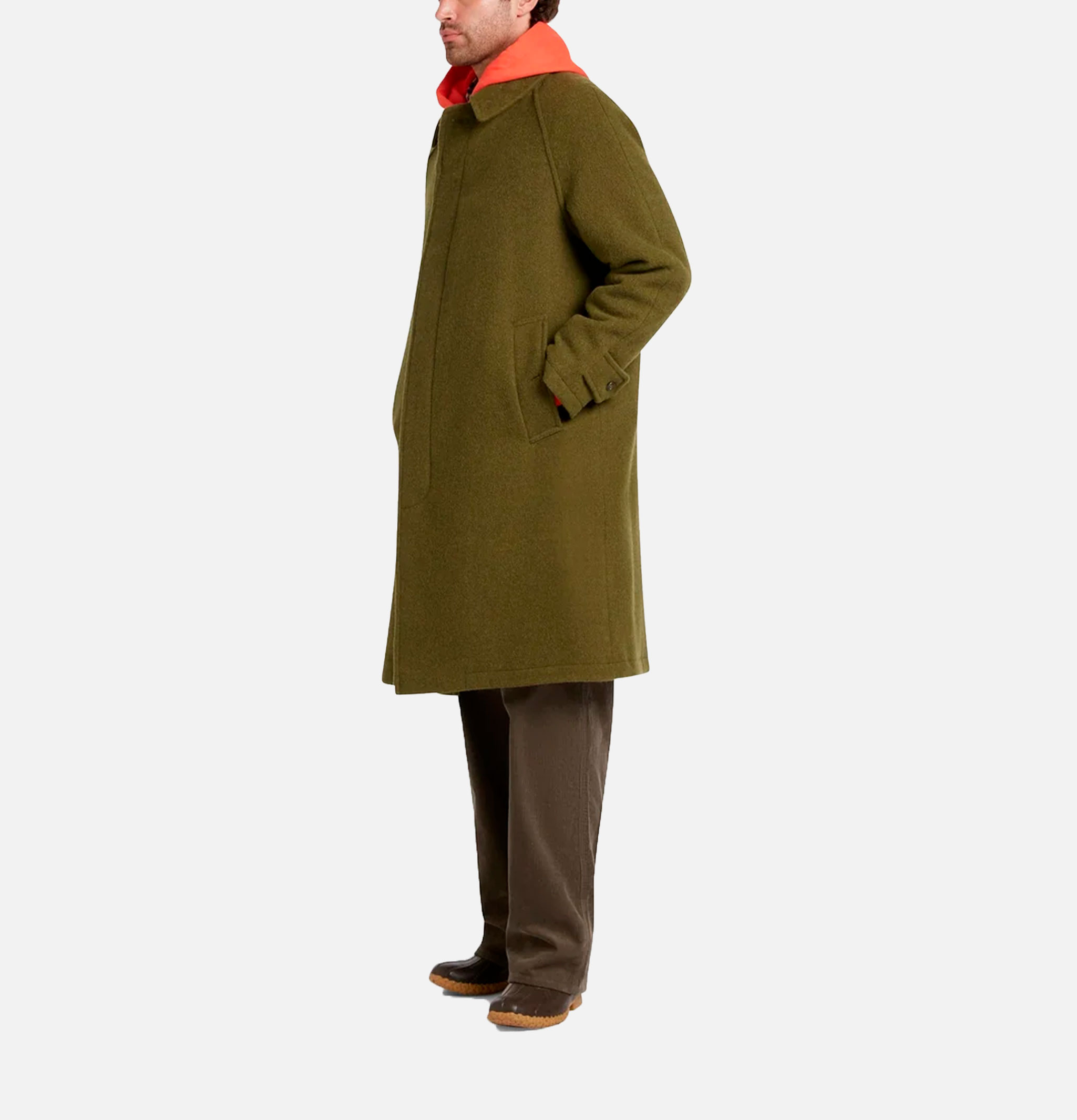 Gloverall Hynes Army Green Wool Coat