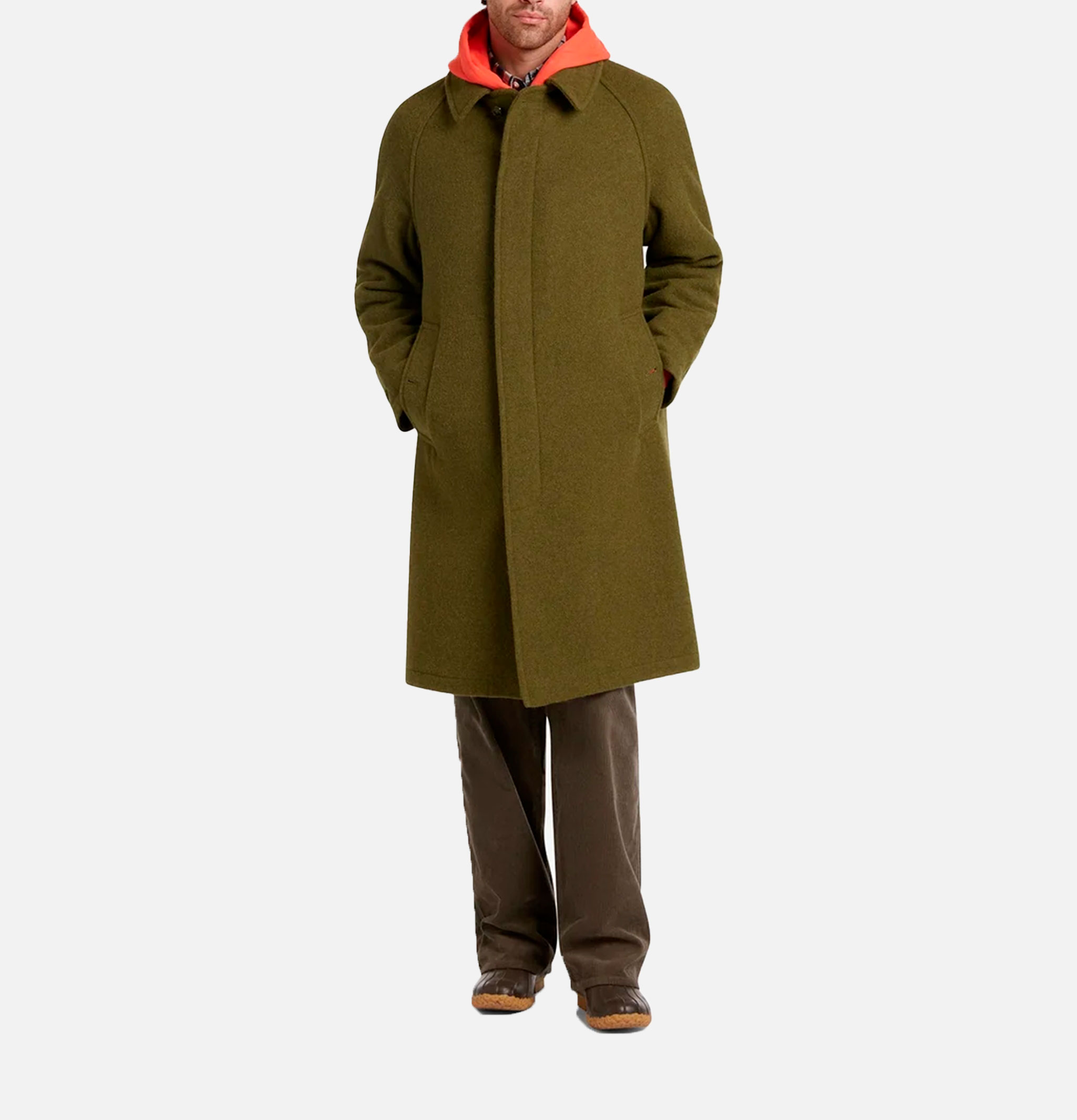 Gloverall Hynes Army Green Wool Coat