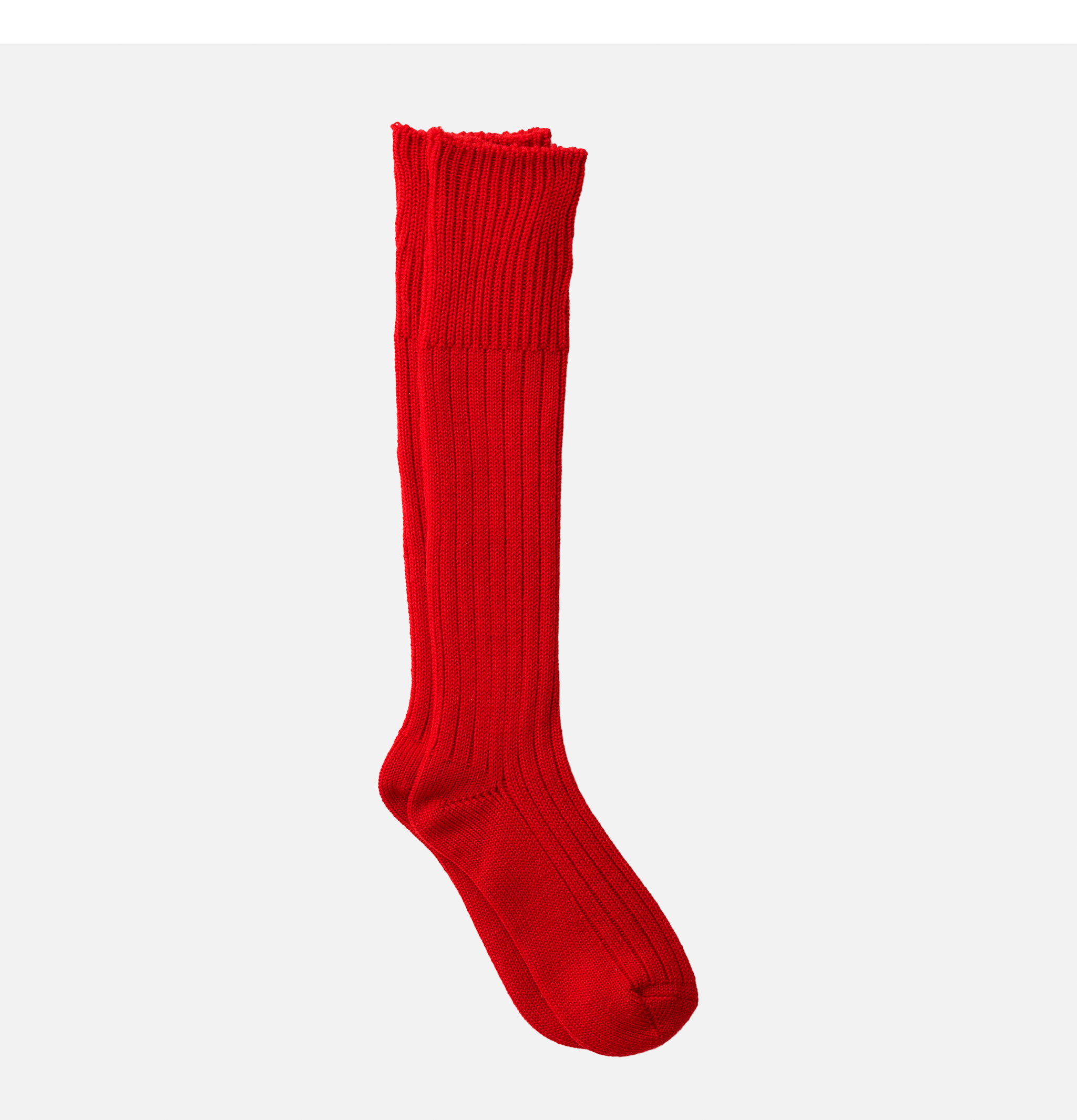 Yahae Wool Gauge Ribbed Knee Socks Red