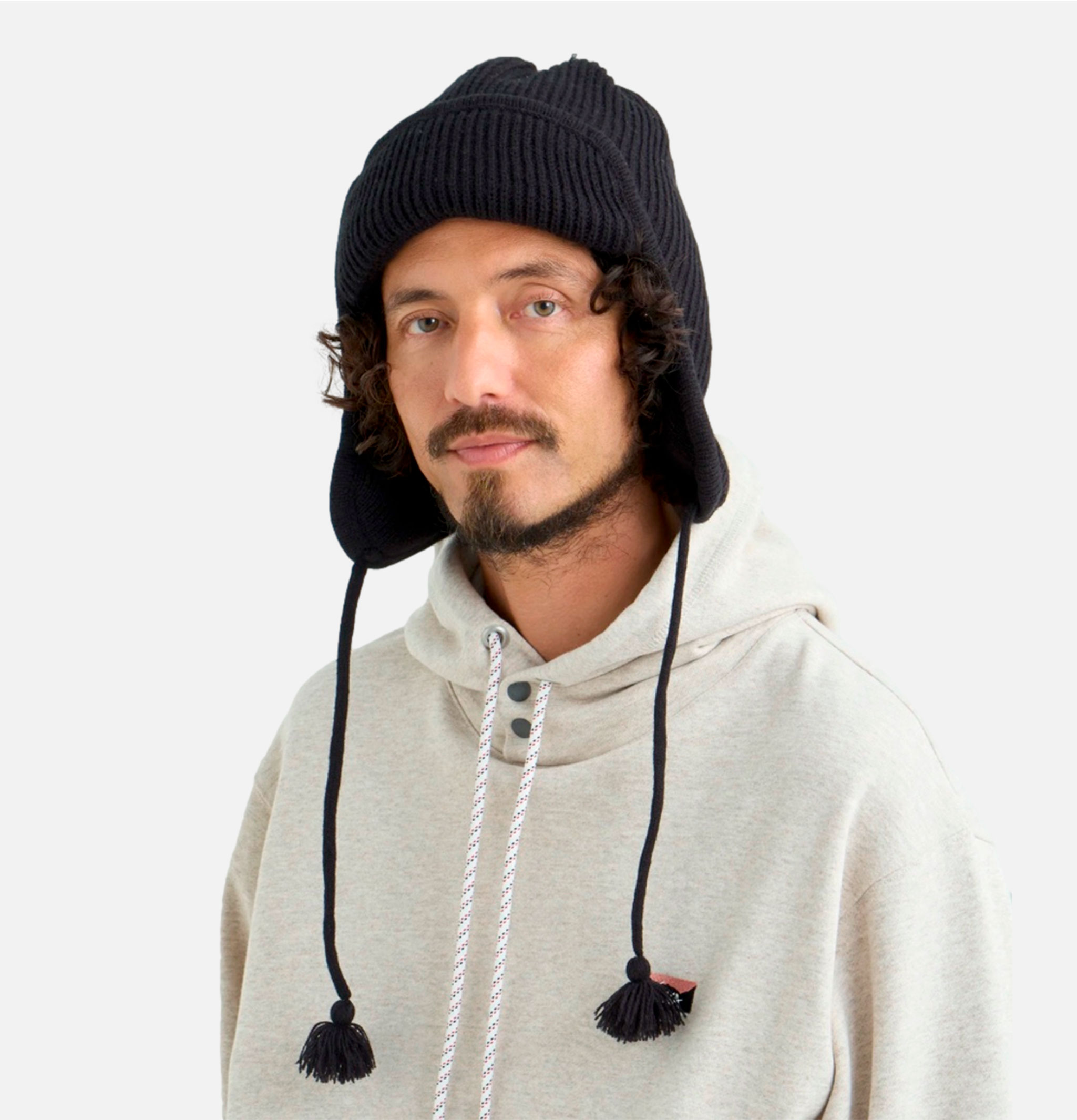 Nanga Ear Flap Knit Beanie Black