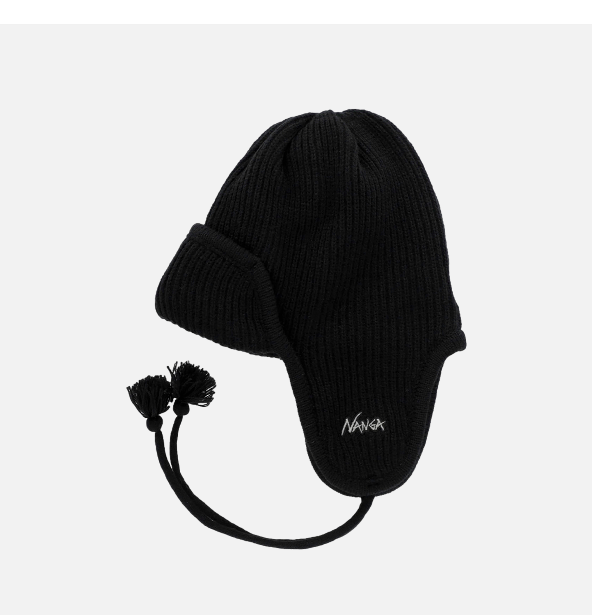 Nanga Bonnet Ear Flap Knit Noir