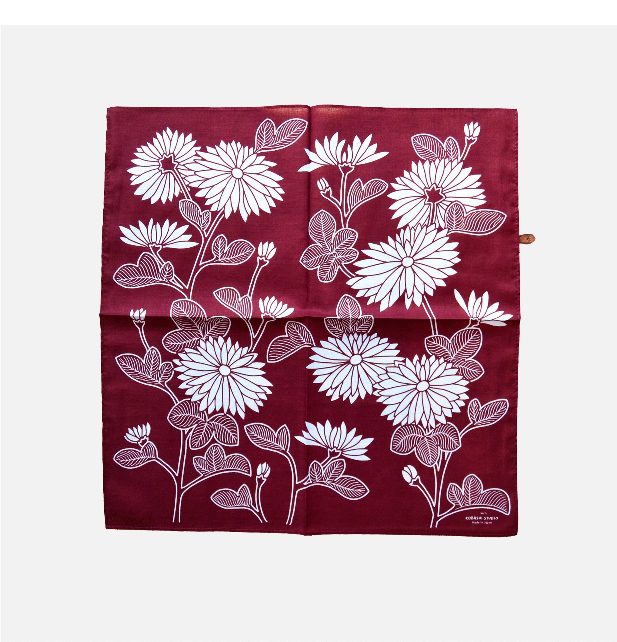 Kobashi Studio Bandana Japonais Chrysanthemum Burgundy