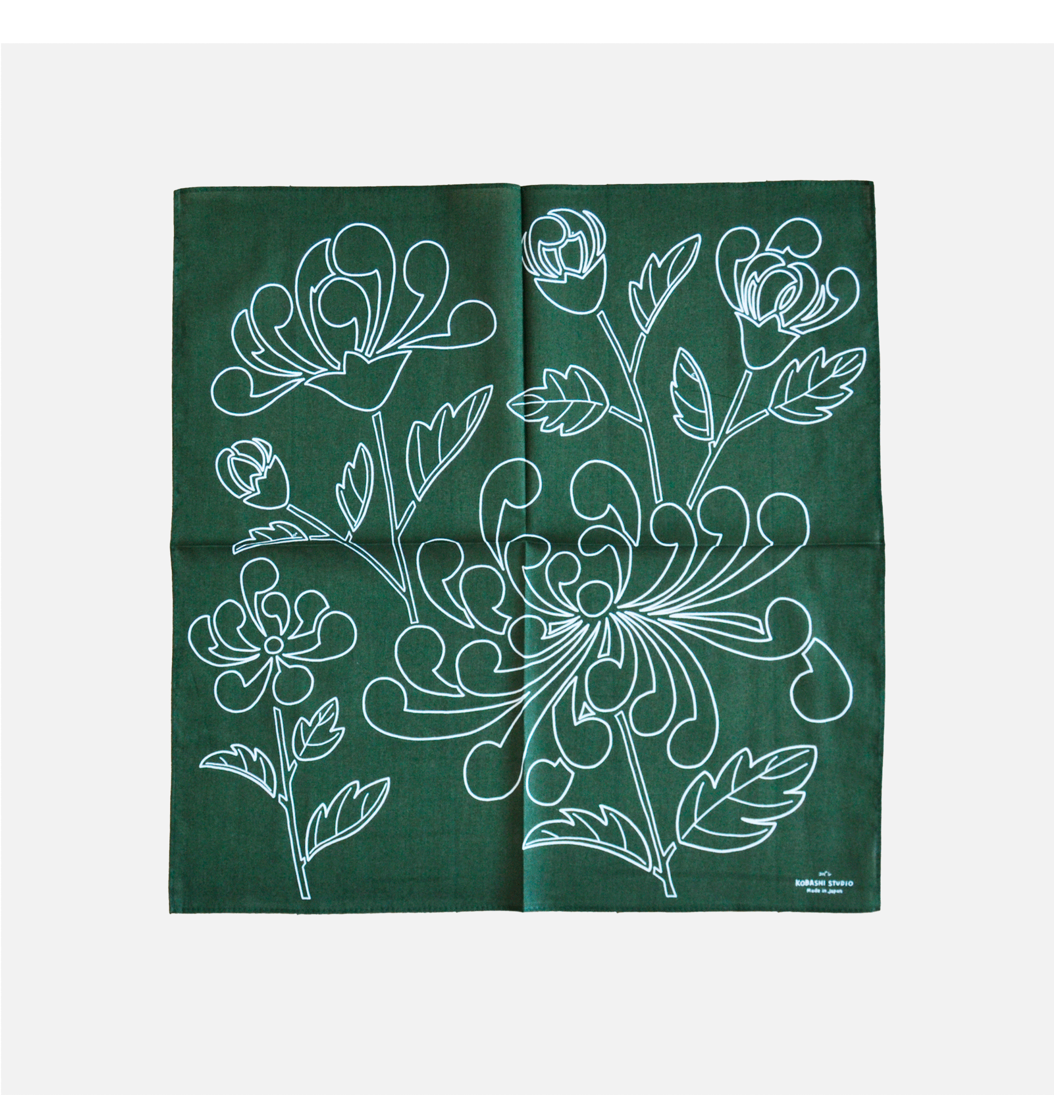Kobashi Studio  Japanese Chrysanthemum Bandana Olive