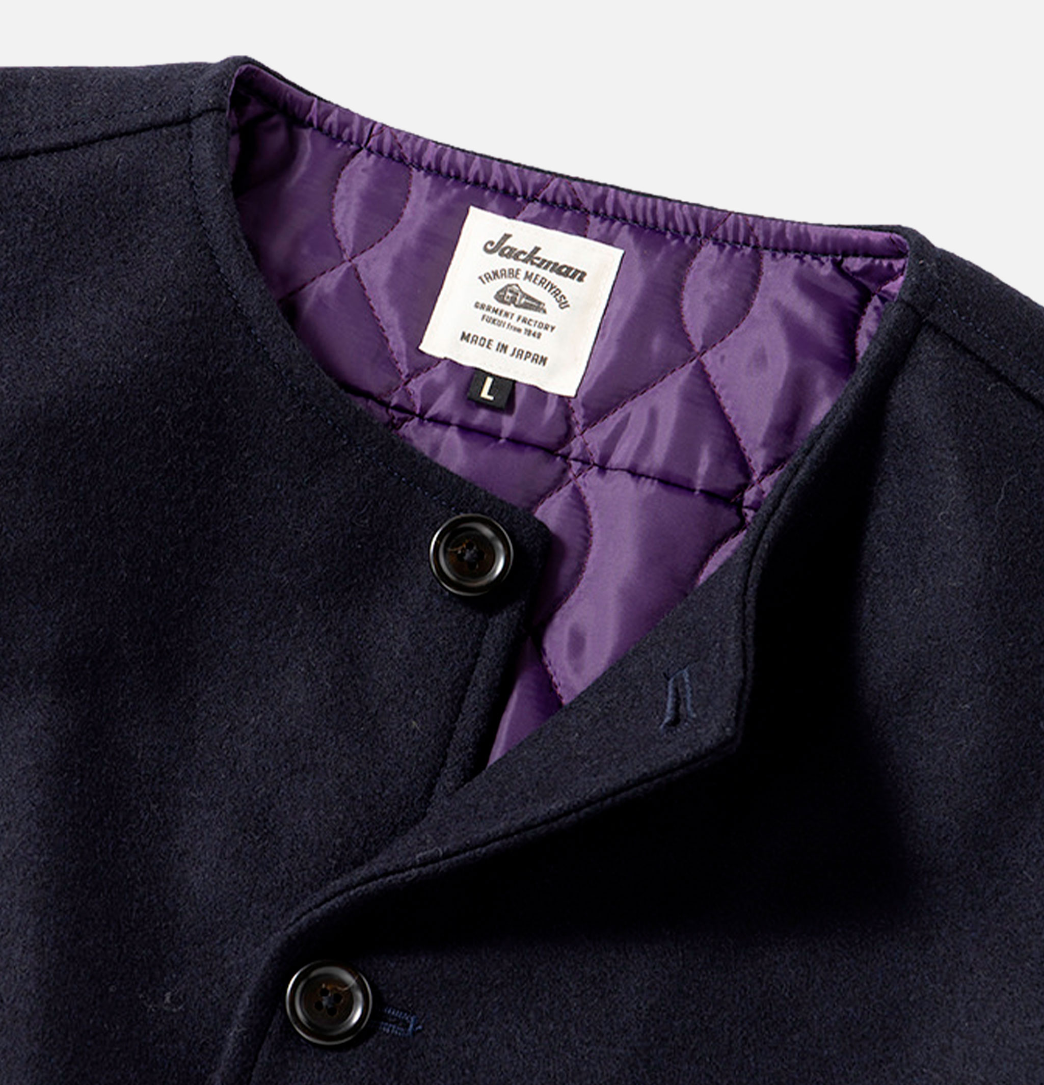 Jackman Melton Collarless Jacket Dark Navy