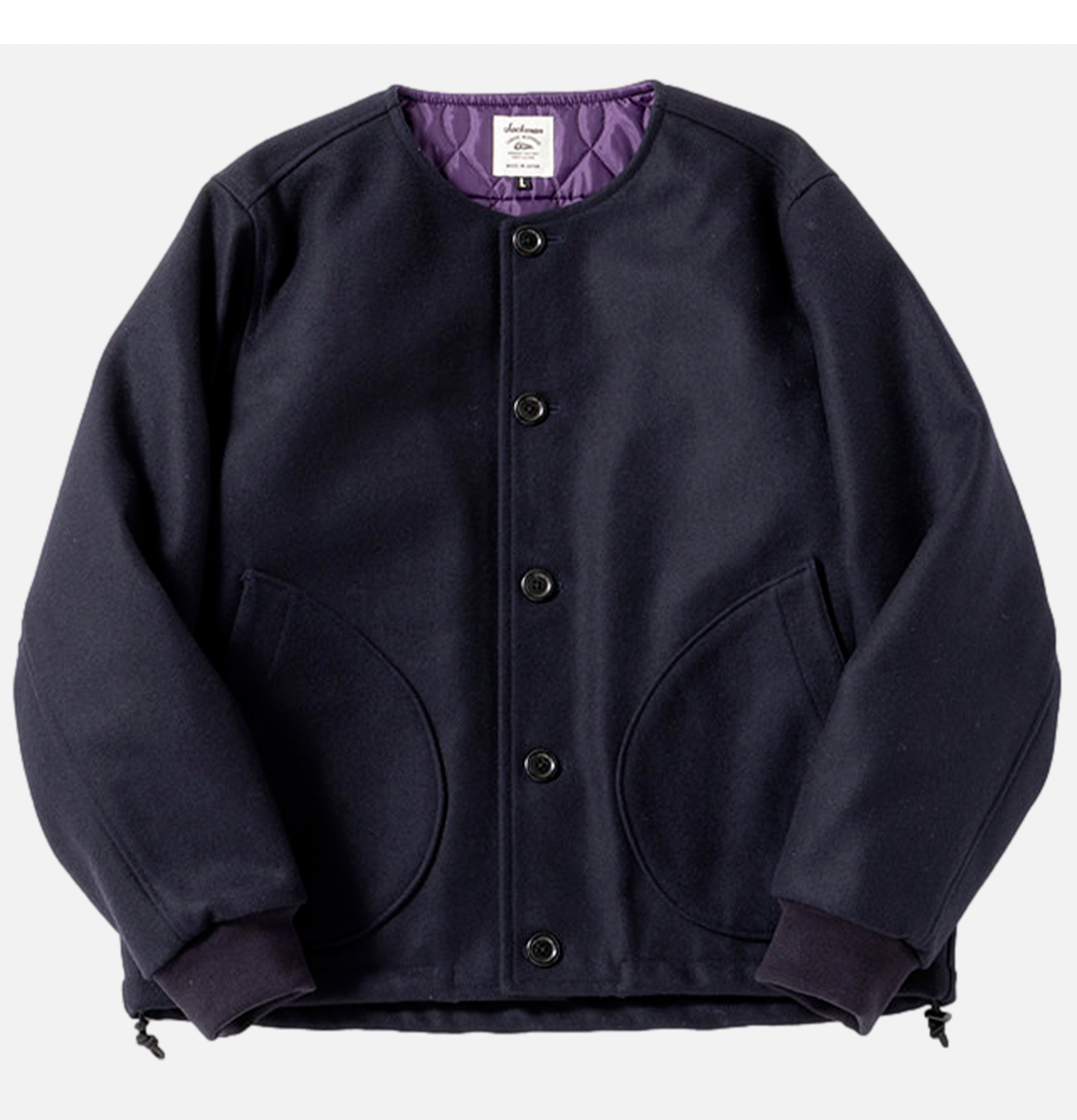 Jackman Melton Collarless Jacket Dark Navy